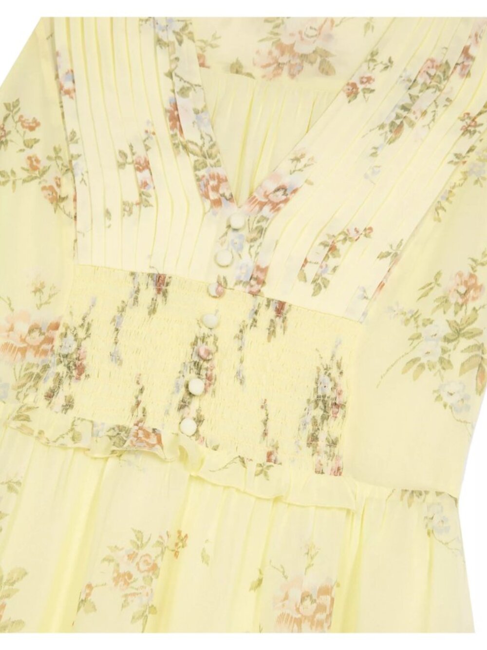 The Kooples V Neck Ruffle Maxi Dress Yellow Size 1 S NWT - Picture 3 of 5